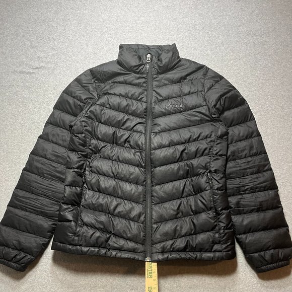 Marmot Jacket Womens Medium Black Puffer Full Zip 700 Fill Goose Down - Picture 1 of 14